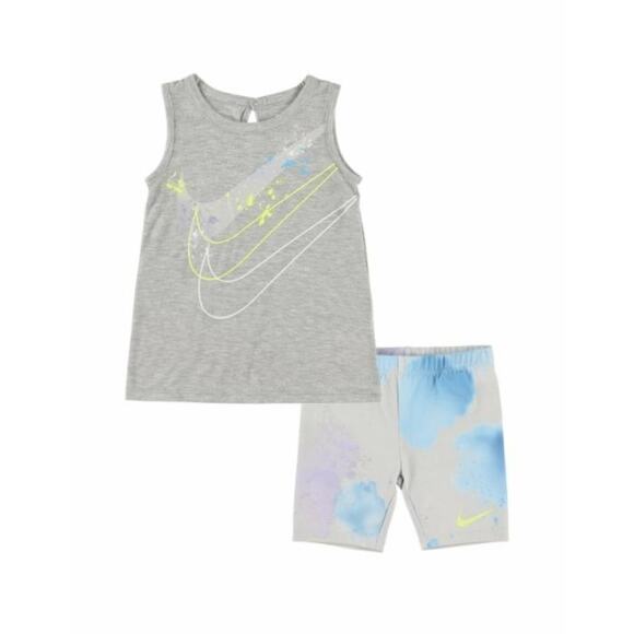 Nwt Nike "Just DIY It" Bike Short Set Photo Dust Girls Size 6 M - Picture 1 of 4